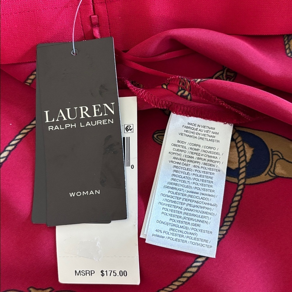 NWT Lauren Ralph Lauren Belting-Print Satin
Charmeuse Midi Skirt Red  Size 20W - Picture 9 of 9